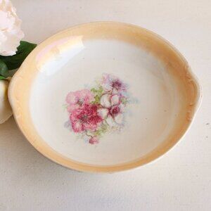 Vintage 1940s 1950s Serving Bowl, Porcelain Decorative Wild Flower Painted China
